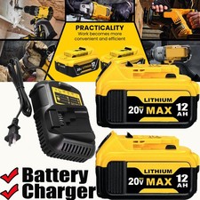 2Pack For DeWalt 20V 20Volt Max XR 12.0AH Lithium Ion Battery DCB206-2 / Charger