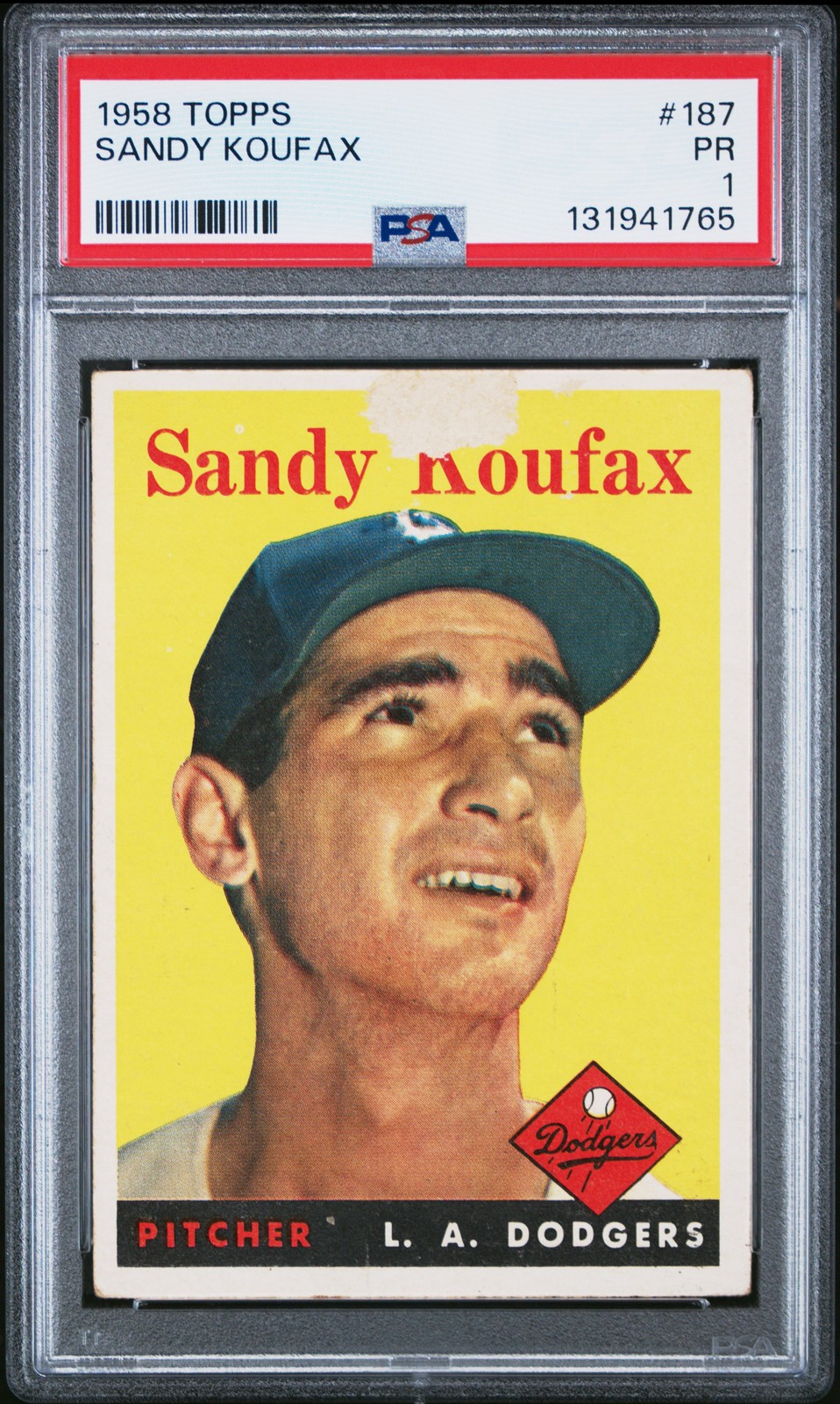 1958 TOPPS #187 SANDY KOUFAX PSA 1