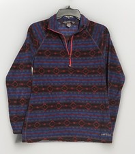 MINT EDDIE BAUER M WOMEN BLUE 1/4 ZIP FLEECE PULLOVER AZTEC DESIGN SHIRT JACKET