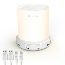 Macally Small Bedside Lamp with USB Ports USB C  2x C, A, White
