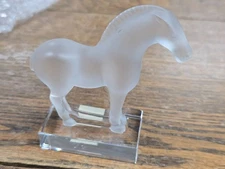 🌟 Lalique TANG HORSE Crystal Frosted Figurine France * No Box