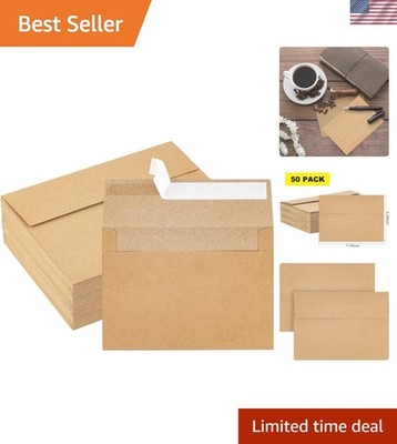 Kraft Paper Envelopes, 50 Pack, 5 x 7 Inch, Brown A7 Envelopes, Self-Seal Car...