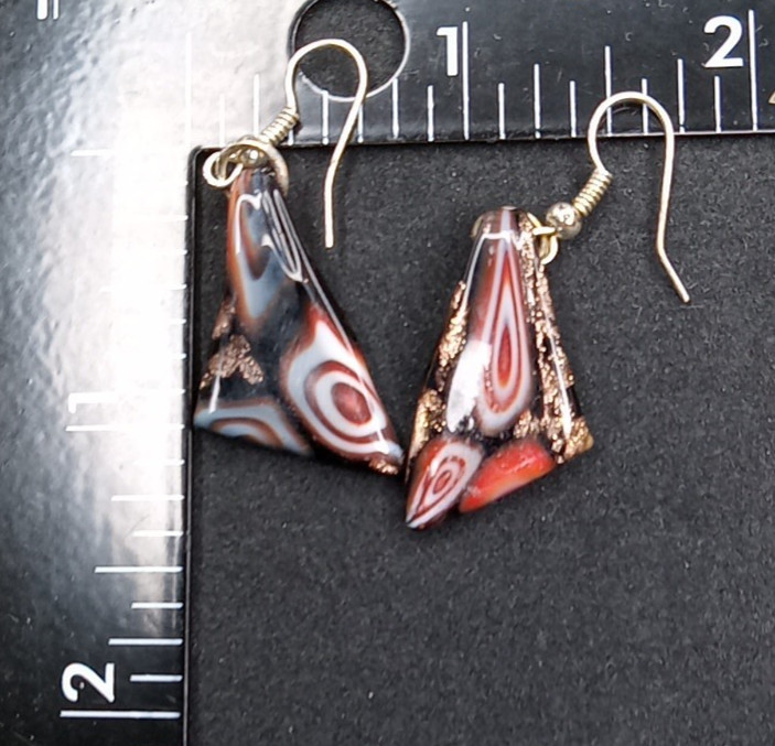 Abstract Glass Dangle Multicolor Drop Pierced Ear… - image 15