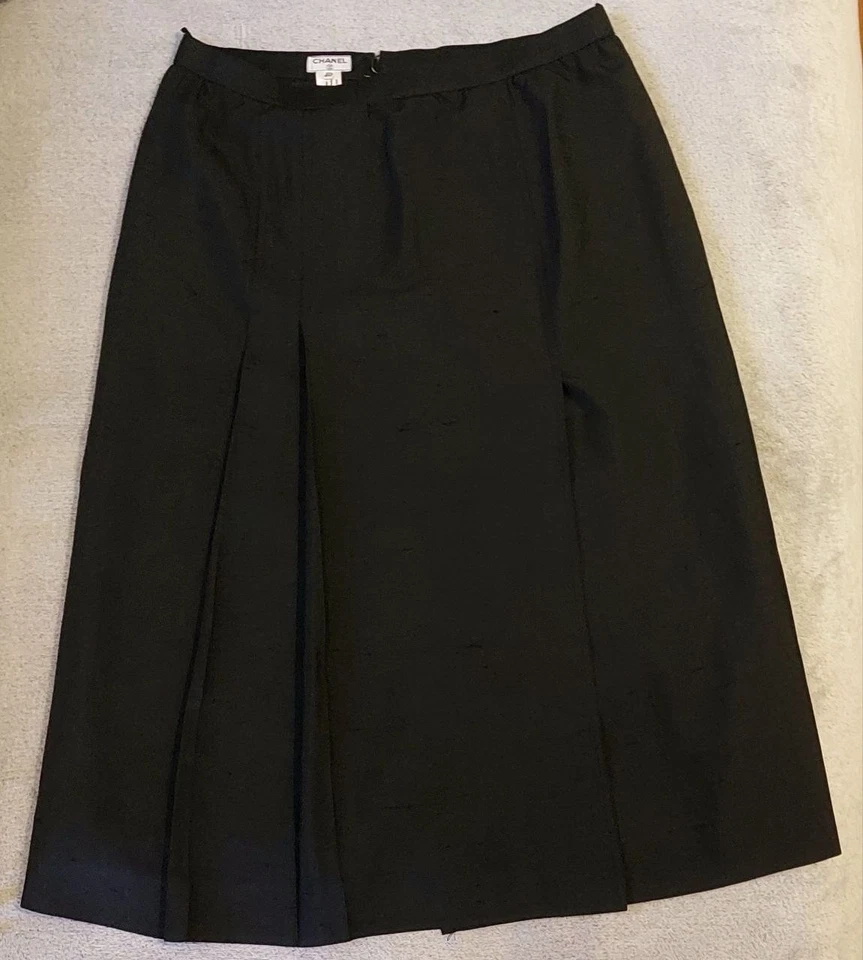 Falda vintage Chanel para mujer - 100 % seda, negra, talla 40 Foto 4 de 4