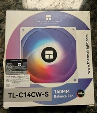 Thermalrighr Balance Fan White 140MM TL-C14CW-S AURASYNC (ARGB) Rainbow Fan NEW