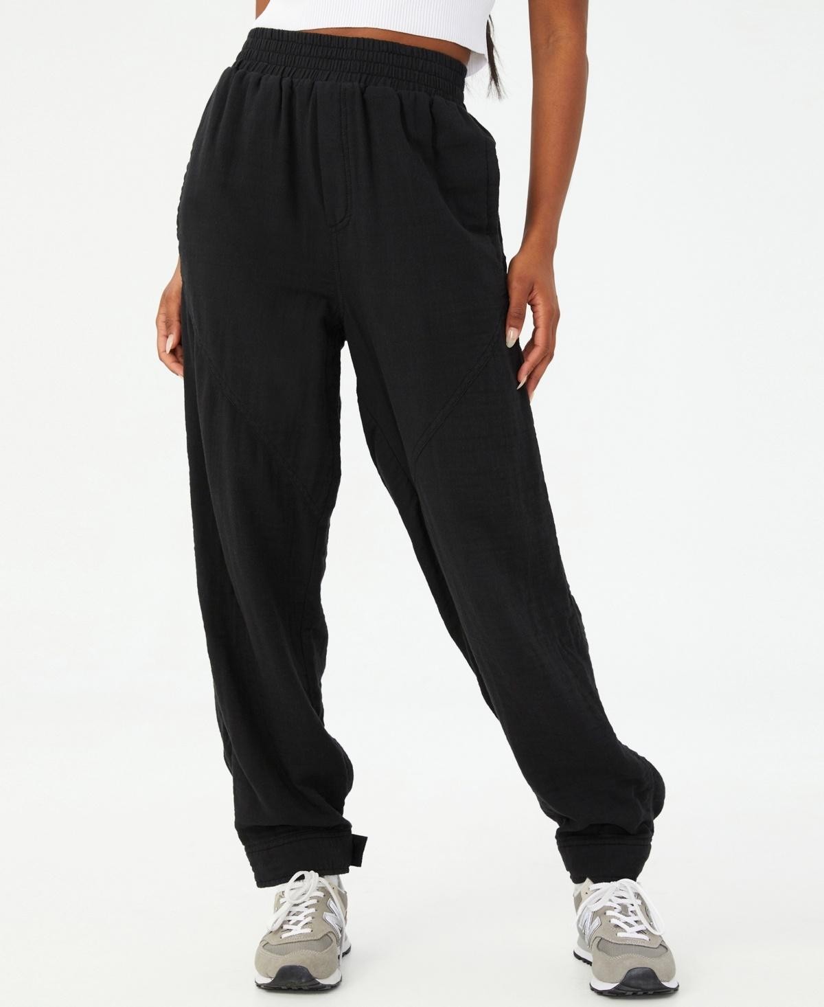 Cotton On Body Pants Womens Size M Black Woven Dance Jogger Athletic Gym $50