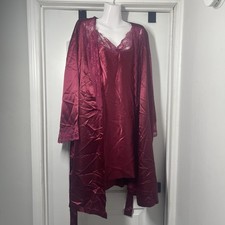 Amoureuse Nightgown Robe Peignoir Set 2x Satin Feel Floral Lace Trim Nightie Amoureuse Nightgown Robe Peignoir Set 2x Satin Feel Floral Lace Trim Nightie