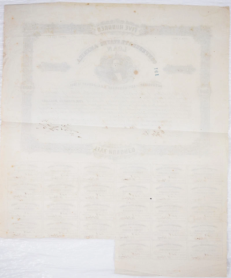 1862 CONFEDERATE STATES OF AMERICA $500 LOAN BOND & COUPONS Read P346 - Image 4 of 4