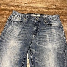 BKE Seth Jeans Mens 34L 34x32 Blue Medium Wash Straight Leg Stretch Casual Denim