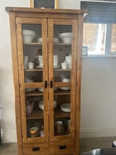 Oak Glass Display Cabinet Free Standing COLLECTION ONLY 