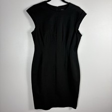 Banana Republic Women's 12 Black Stretch Knee Length Cap Sleeve Sheath Dress