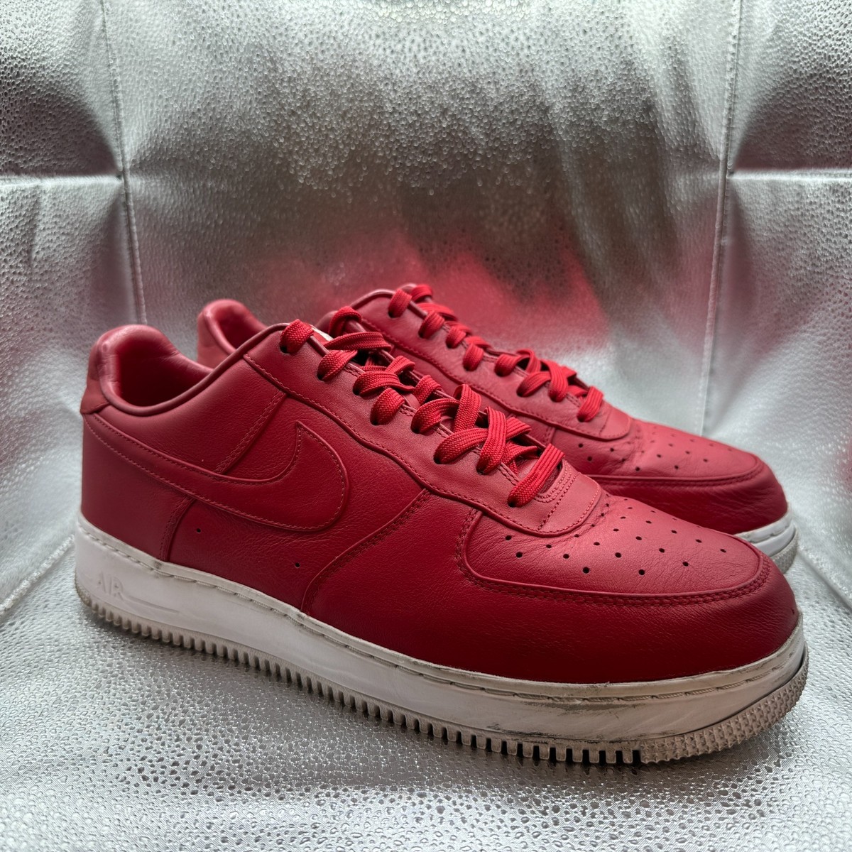 Size 12 - NikeLab Air Force 1‎ Low Red Mens Lace Up Basketball Shoes 555106-601 Nike NIKELAB Air Force 1 Low Basketball Shoes Gym Red White  main image 2