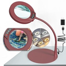 10X Magnifying Glass with Light and Stand, 5 Color Modes Stepless Dimmable LE...