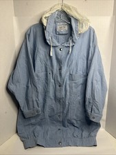 VTG CURRENT SEEN OUTERWEAR APPAREL Denim Hooded Jacket Women's Long Coat Sz L