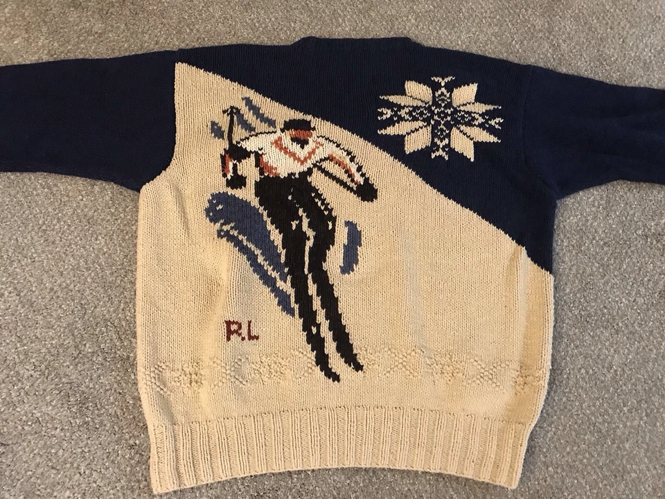 Polo vintage años 90 por Ralph Lauren esquí tejido a mano suéter talla L - LEER Foto 2 de 4
