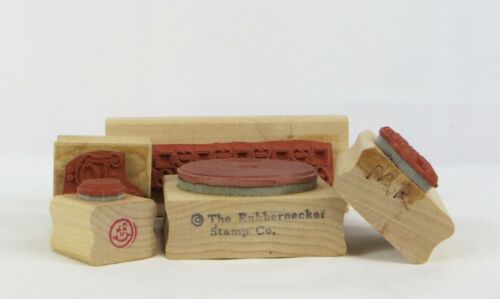 Stampin' Up! Wood Block Stamp Lot Patchwork Quilt Stitch Heart Buttons Border - Picture 3 of 4