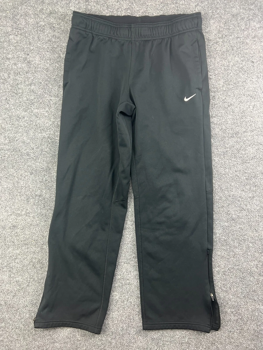 NIKE Therma-Fit Straight Leg Sweatpants Joggers Drawstring Ankles Large  Black