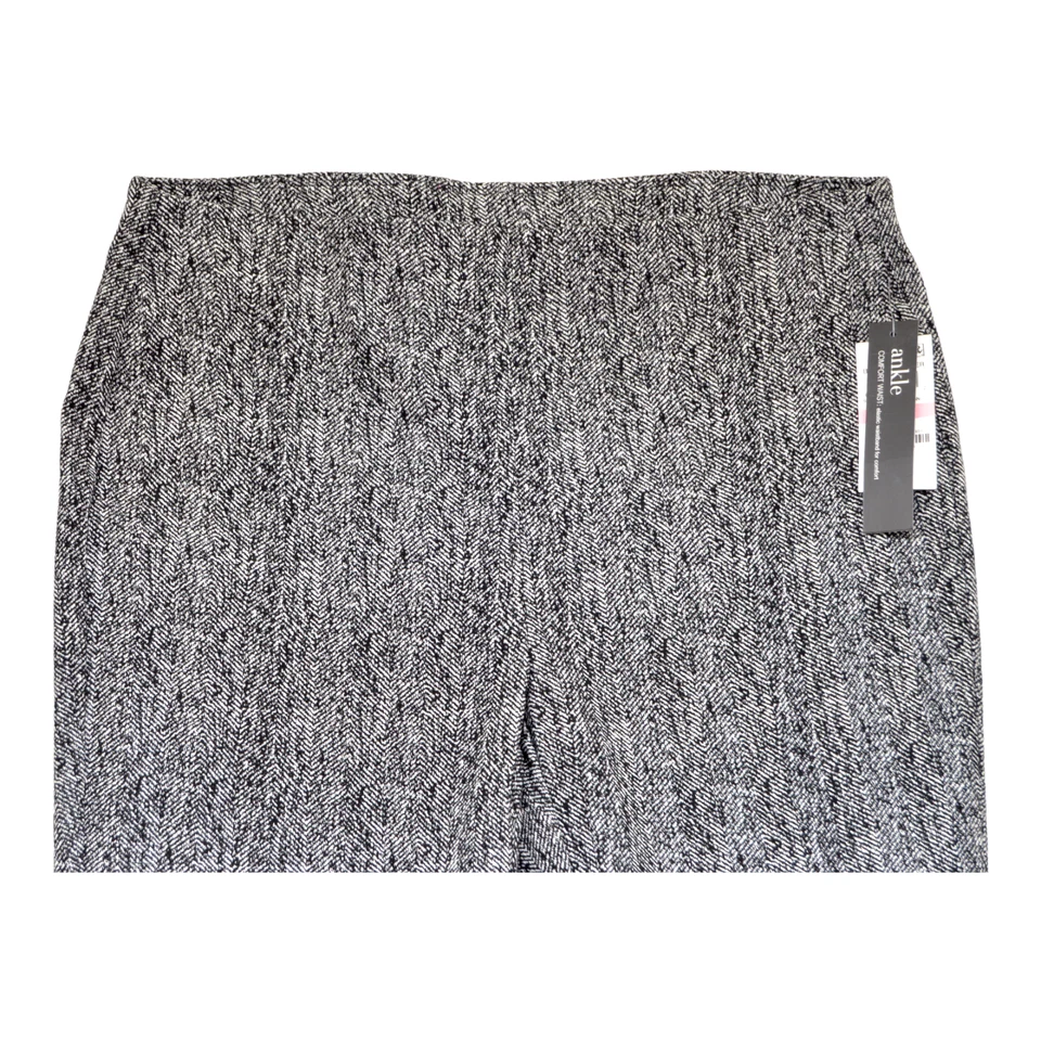 NUEVO CON ETIQUETAS $74 Pantalones ajustados ajustados al tobillo Alfani Berry Shimmer para mujer negros blancos talla 10 Foto 4 de 4
