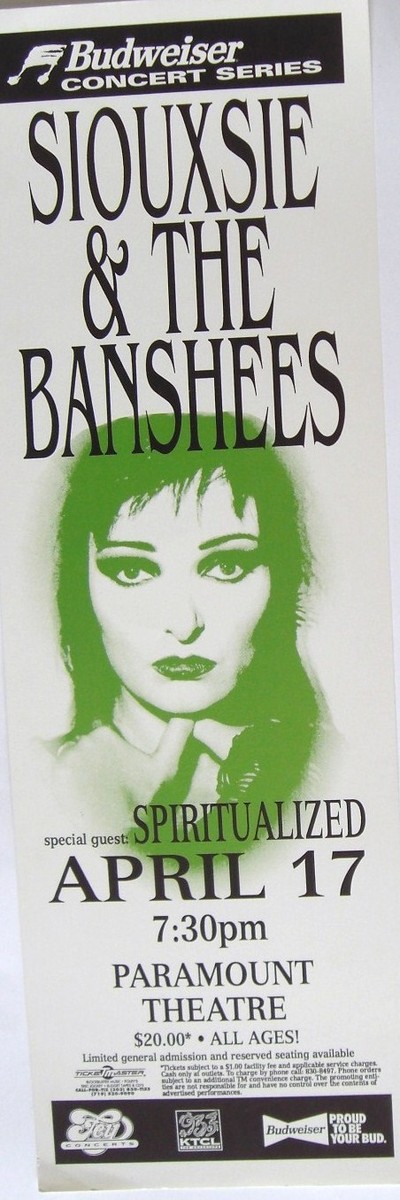 Siouxsie And The Banshees 旧規格　未開封 Vintage Siouxsie and the Banshees Original 1986 Tour Poster