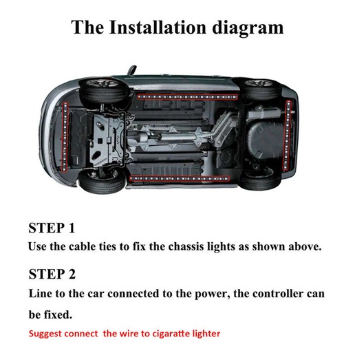 Colorful LED Car Underbody Neon Light Kit Blueteeth APP 2x90cm+2x60cm Glow Strip - Picture 10 of 12