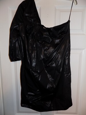 NWT See by Chloe 8 EU 44 Italy faux leather wet look blk mini dress $460  retail | eBay
