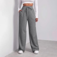 Women  s Fleece Lined Sweatpants Wide Straight Leg Pants Bottom Sweatpants