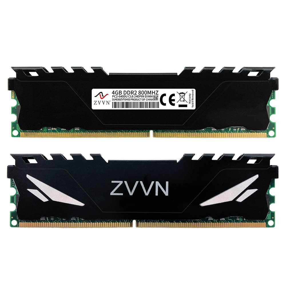 Barrette Mémoire RAM 4GB DDR2 800MHz PC2-6400U CL5 240-Pin - Pour PC De Bureau Intel - Marque ZVVN