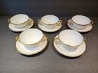 Set Of 5 Antique U C Limoges France Bouillon Cups & Saucers — photo 1