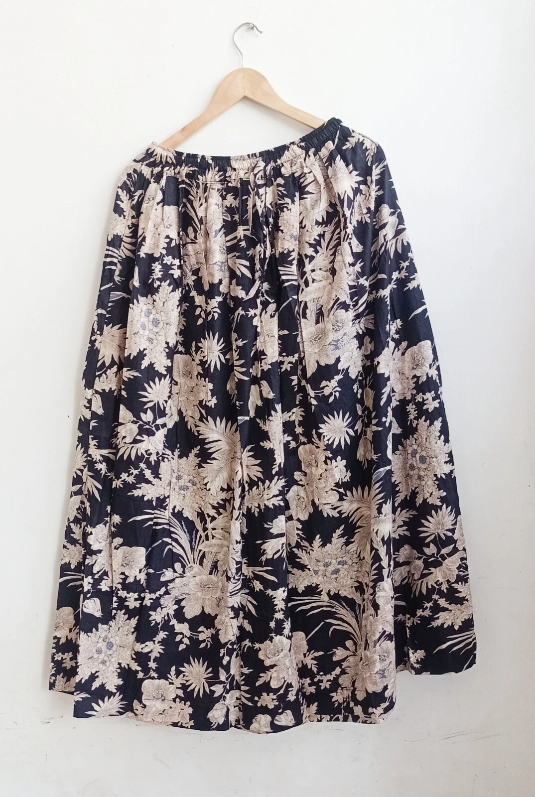 Black Large Floral Handmade Skirt Cotton Indian Skirt Women's Clothing Skirts US