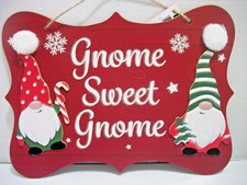 Wooden Hanging Christmas Plaque "Gnome Sweet Gnome" Christmas Gnome Decoration