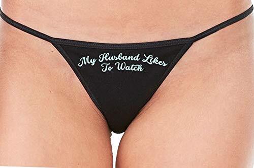 Knaughty Knickers My Husband Likes to Watch Swinger Black String Thong Panty - Picture 1 of 11