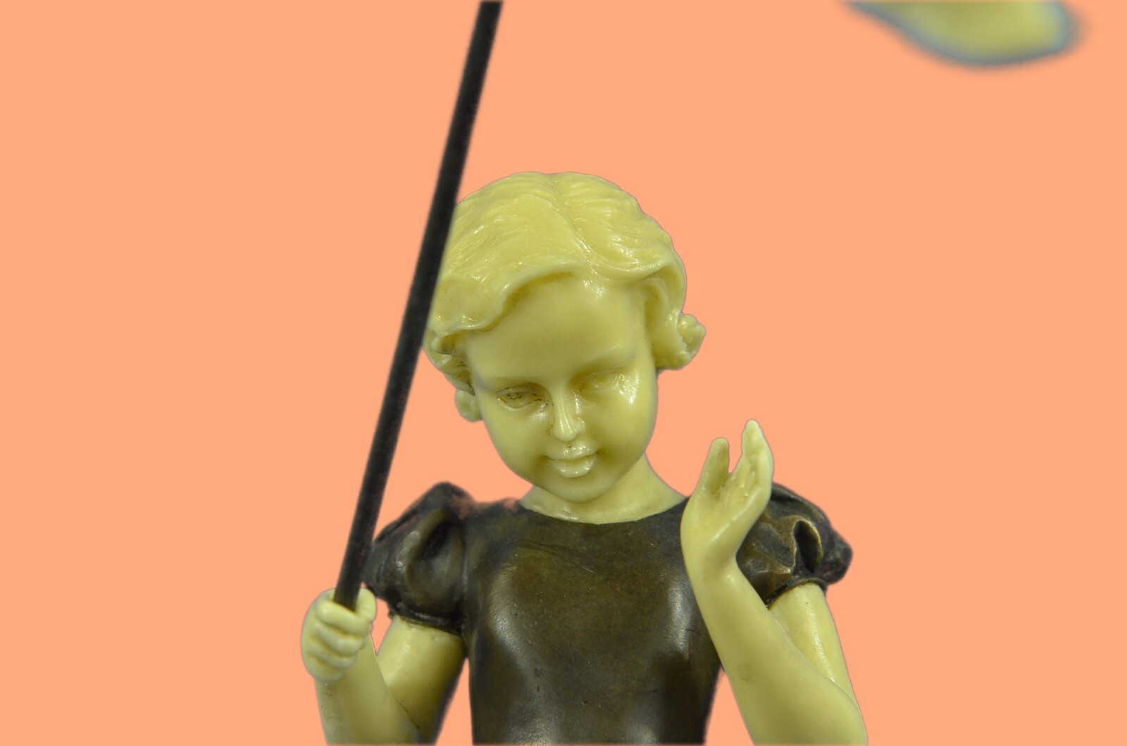 Little Girl Fishing Figurine Art Deco Bronze Sculpture Statue Home Decor Figure eBay