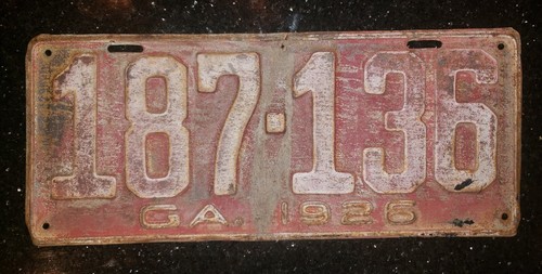 1926 Georgia GA License Plate Car Tag Vehicle Registration Antique | eBay