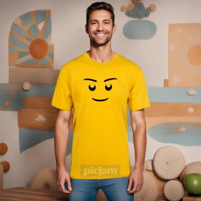 MEN WOMENS TEE TSHIRT UNISEX LEGO HEAD MAN WOMAN SMILE HAPPY BRICKS PLAY GIFT