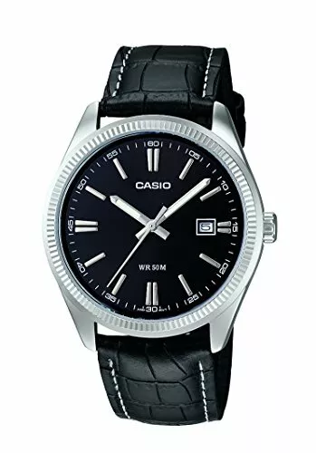 Casio con cinturino in pelle clearance