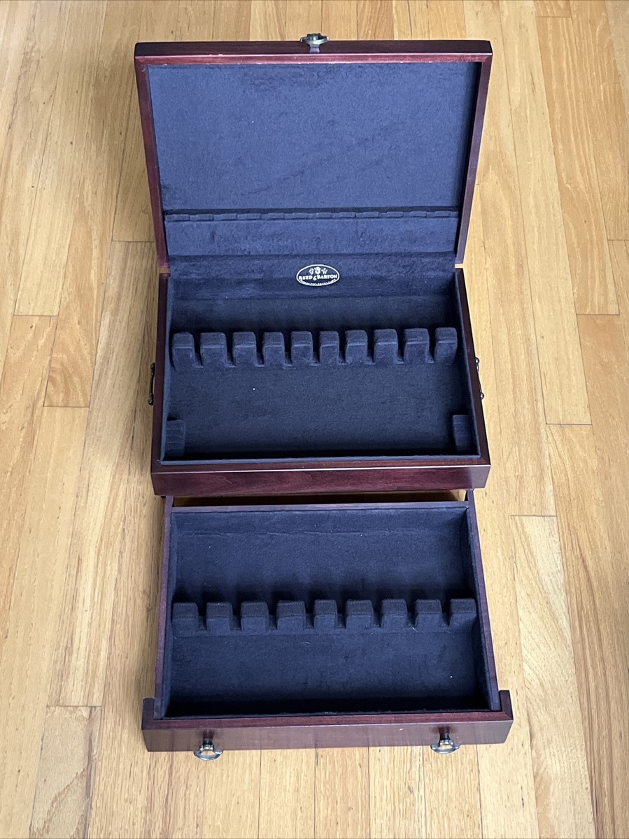 USA EUREKA REED & BARTON MAHOGANY WOODEN SILVERWARE STORAGE CHEST