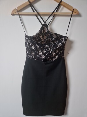 Lipsy Peep Hole Lace Top Bodycon Dress 6 | eBay UK