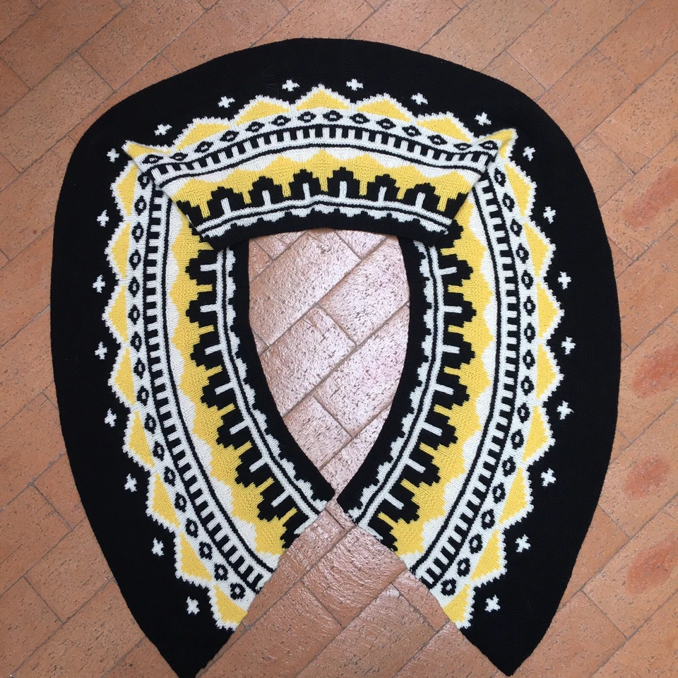 Ralph Lauren Etiqueta Azul OSFA Mezcla Cachemira Tejido Tribal Estampado Chal Envoltura Foto 4 de 4