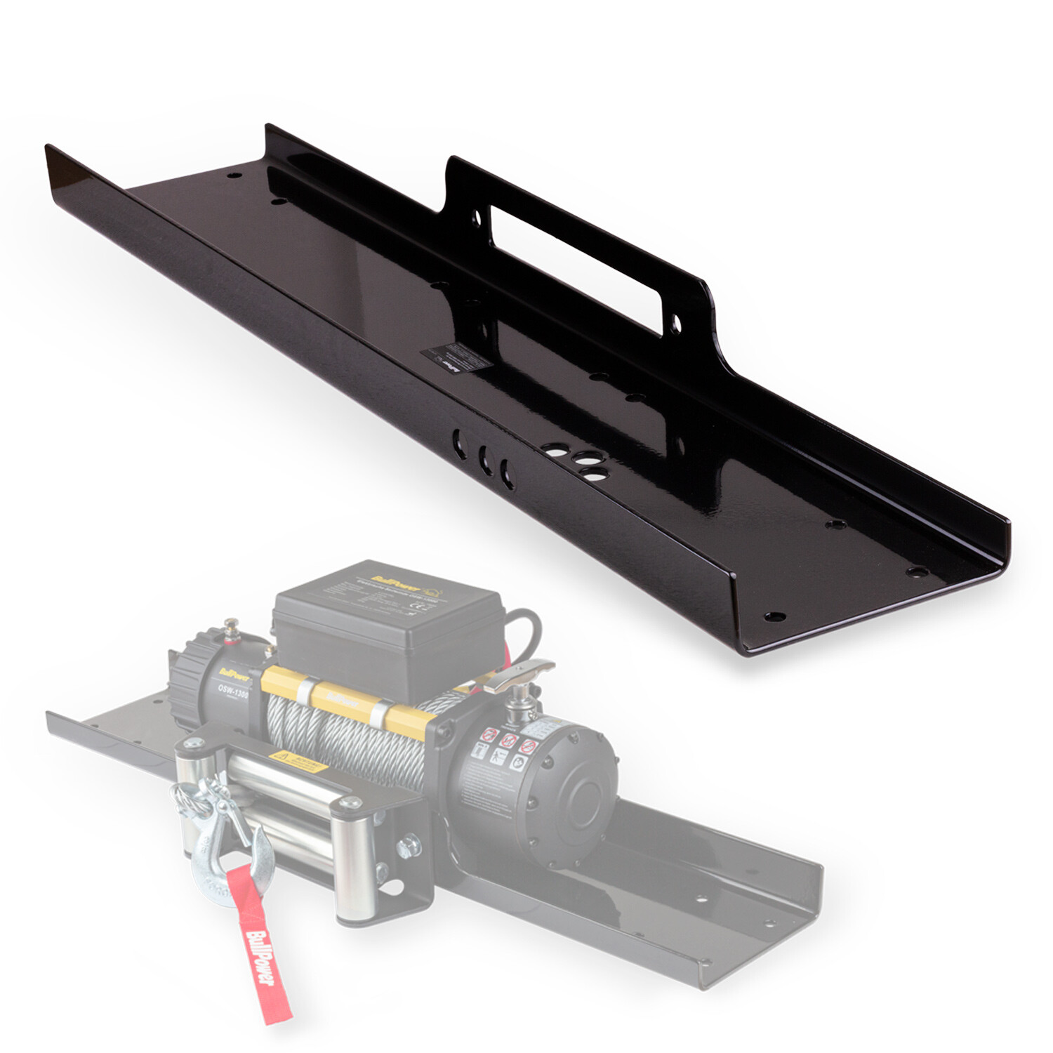 BullPower Montageplatte für Seilwinden Stahlplatte 92x19cm OSW-13000 + OSW-13022