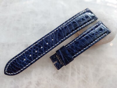 18mm/16mm Navy Blue Alligator Crocodile Print Leather Watch Strap