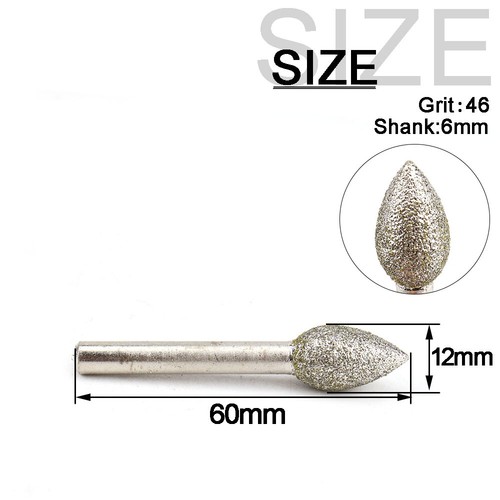 5/10Pc Diamond Grinding Head 1/4" Shank Cone Coated Burr Bit For Rotary Tool 46# - Picture 11 of 13