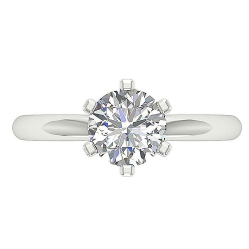 Solitaire Engagement Ring I1 H 1.25 Carat Round Diamond Prong Set 14K White Gold - Picture 4 of 6