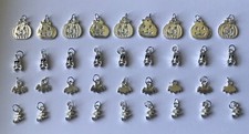 36 Silvertone Halloween Pumpkin Witch Bat Skull Charms Jewelry Making DIY H6