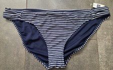 Gap Love Ruched Bikini Bottoms Navy Stripe Polyester NWT large