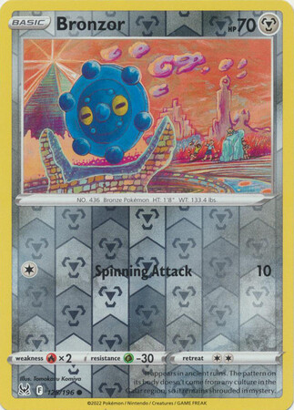 BRONZOR 125/196 LOST ORIGIN POKEMON (REVERSE HOLO, NM)