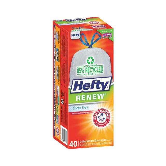 Hefty Renew 13 gal. Kitchen Trash Bags Drawstring 40 pk Case Pack of