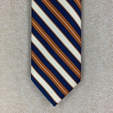 Vintage Tie 1970s Brown Blue Striped Polyester Wide Necktie Disco Groovy Retro