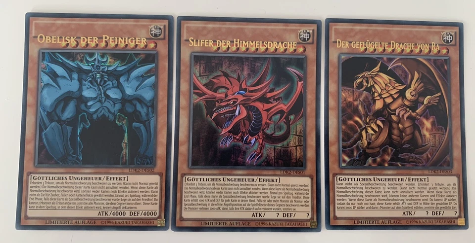 Yugioh Slifer ,oberlisk and Ra Ldk2-ens01 -03Ultra Rare german misprint hot! - Image 2 of 4