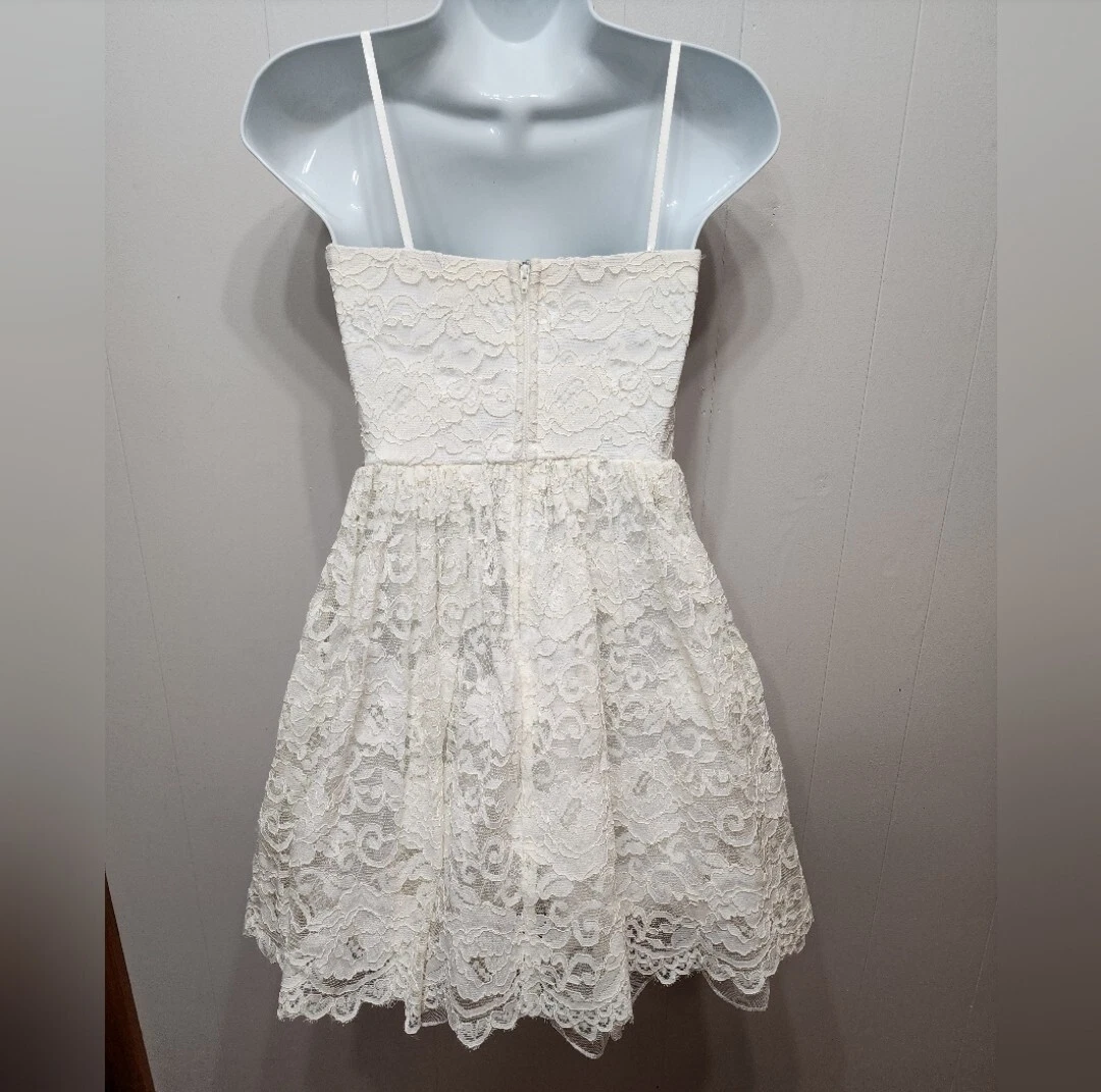 OFF WHITE Abito da festa Jodi Kristopher taglia 3 senza maniche bianco sporco tulle pizzo B466