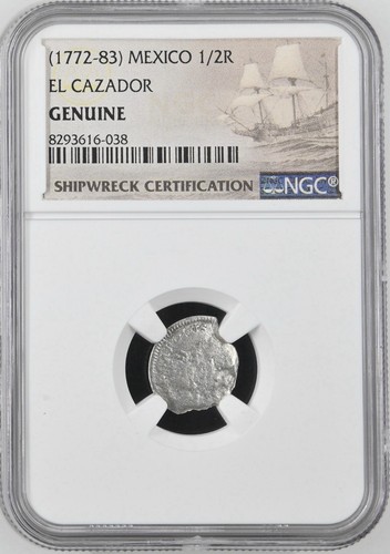 El Cazador Shipwreck 1/2 Real NGC Genuine Mexico Silver Coin ERROR - Picture 2 of 10